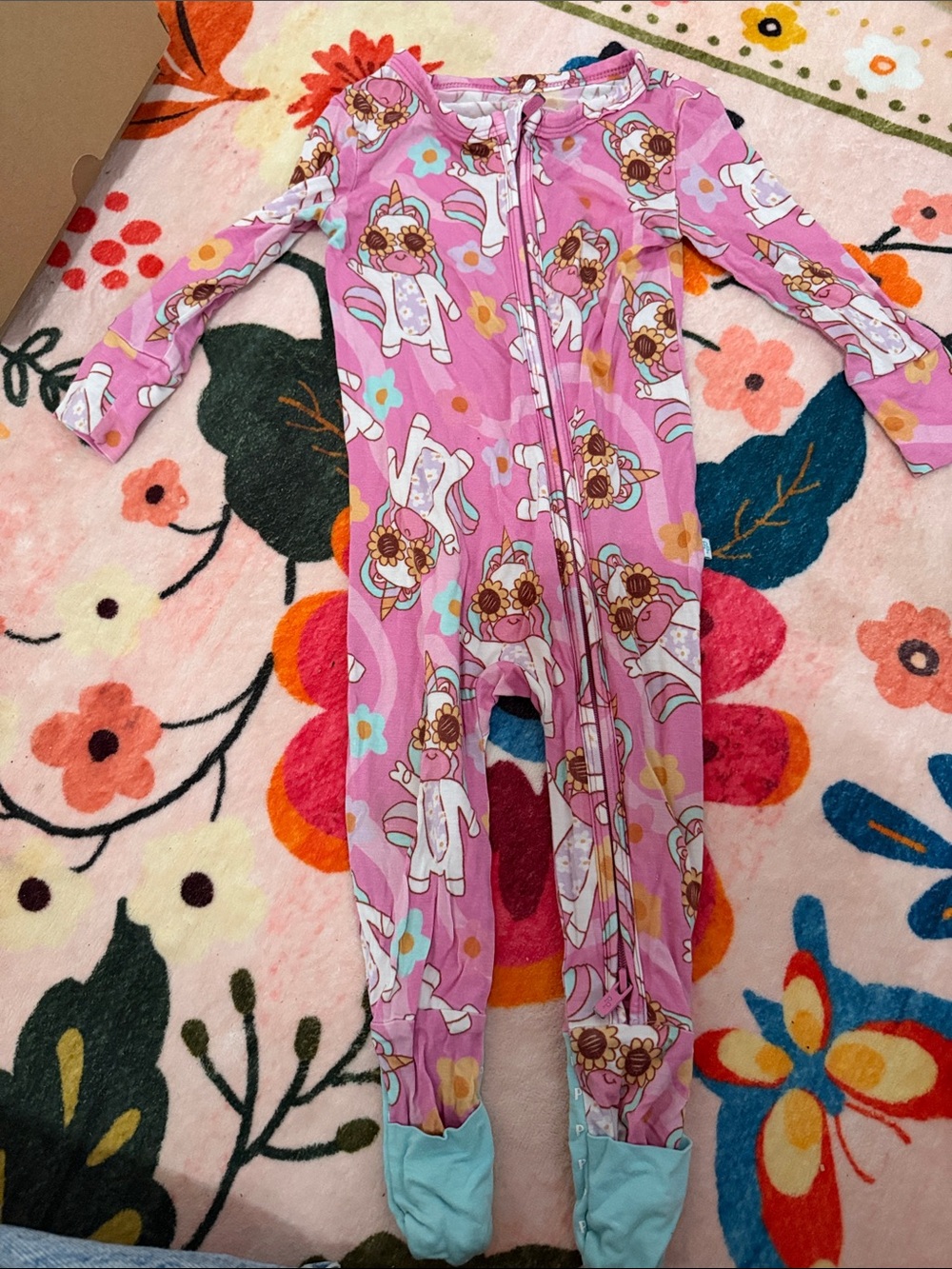 Posh Peanut Pink Unicorn Print Zip-Front Footed Sleep Sack